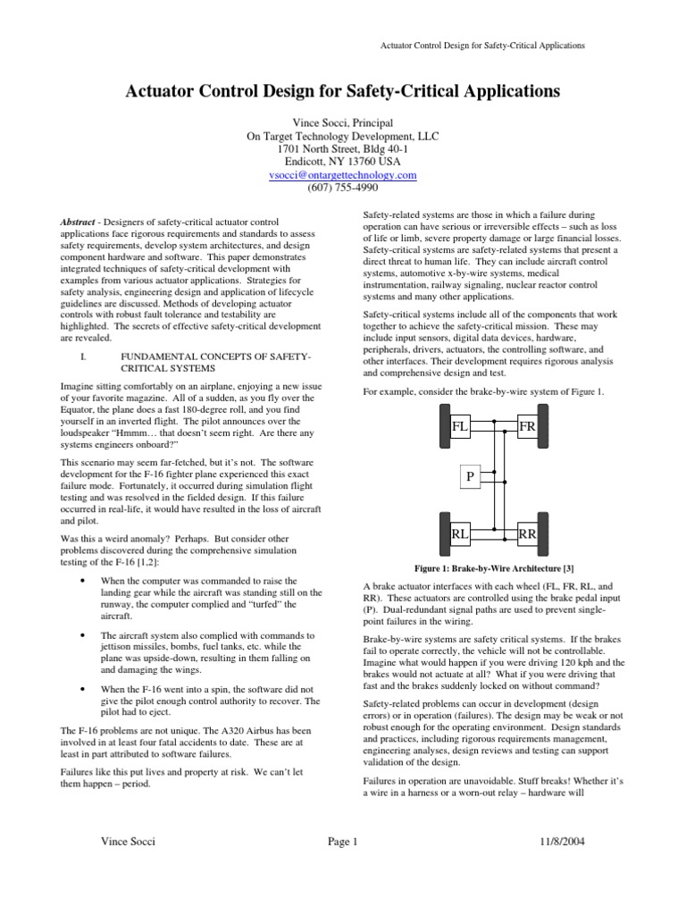 Actuator Control Design For Safety Critical Applications | PDF ...