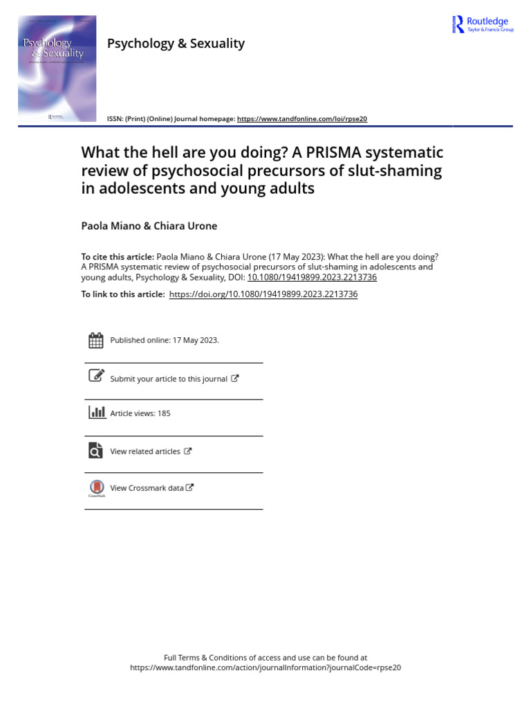 What The Hell Are You Doing A PRISMA Systematic Review of Psychosocial ...