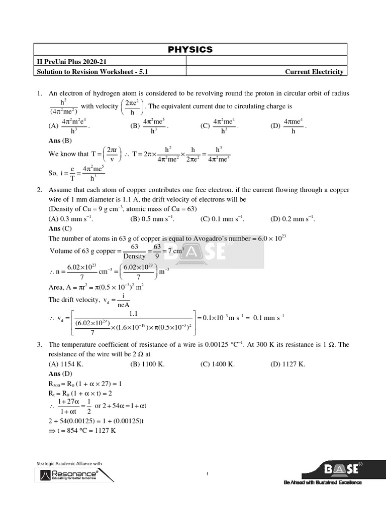 Physics Revision: Current Electricity | PDF
