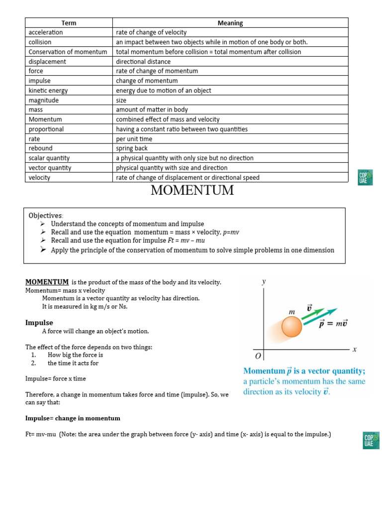 Momentum Notes Pdf Momentum Collision
