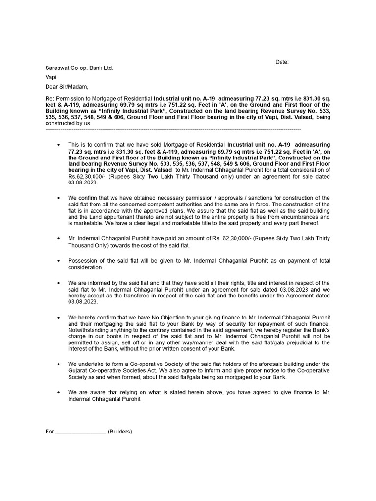 Mortgage Permission for Vapi Industrial Units | PDF | Mortgage Loan ...