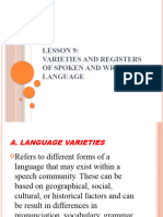 Lesson 9 Varieties and Registers of Spoken and Written Language
