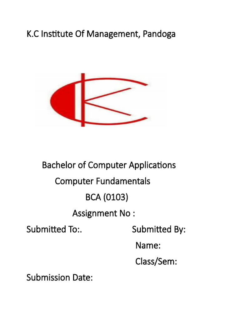 Computer Fundamentals Front Page | PDF