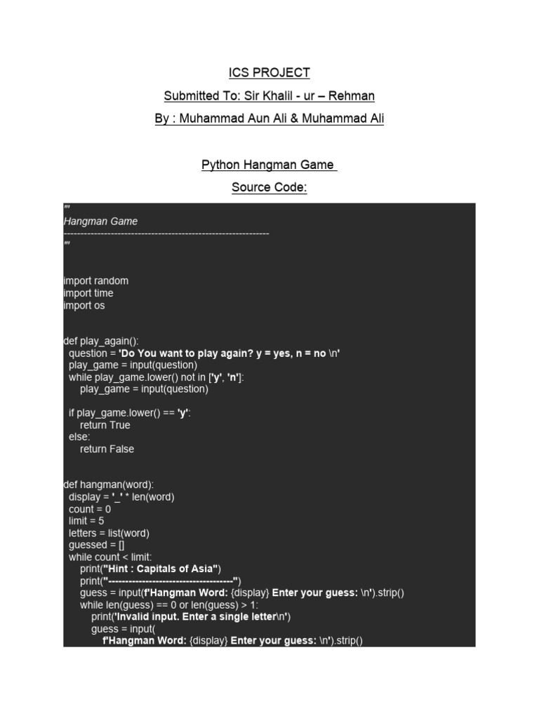 Hangman Game | PDF | Computer Programming | Computing