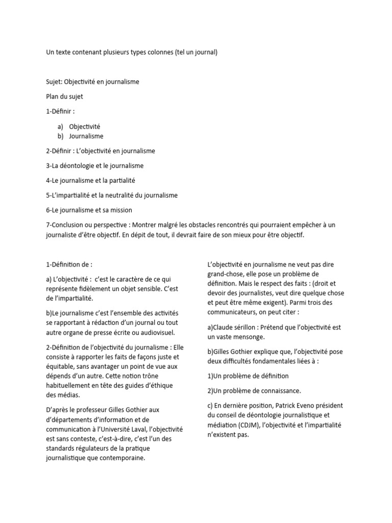 Objectivité et impartialité en journalisme | PDF | Journalisme ...