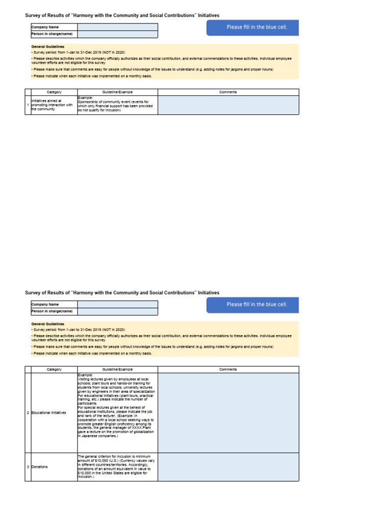 Survey of Social Contributions Initiatives 2019 | PDF | Sustainability ...