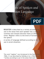 Registers of Spoken and Written Language