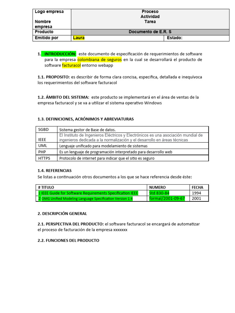 Requerimientos Software Facturacol | PDF | Software | Lenguaje de ...