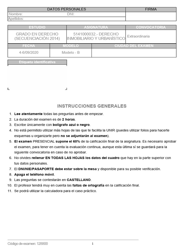 Examen Modelo B Sept 2020 Resuelto Xmi | PDF