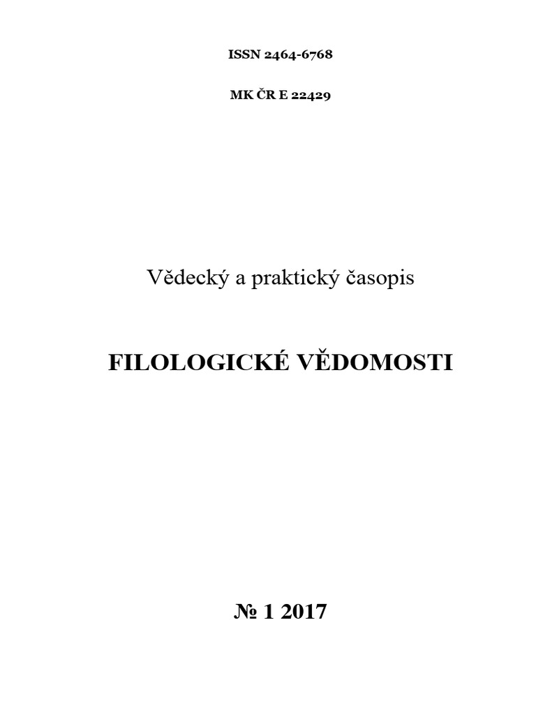 Filologicke Vedomosti 1-17 | PDF