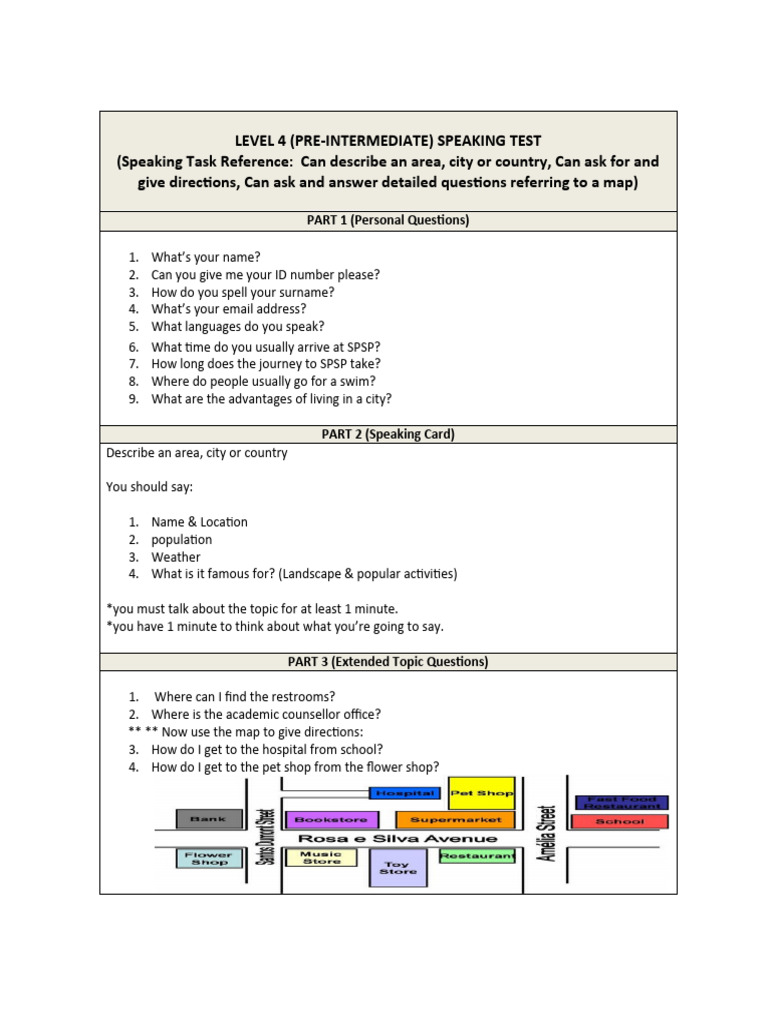 Level 4 Speaking Test Guide | PDF
