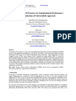 Impact of SHRM Practices On Organizational Performance: An Application of Universalistic Approach