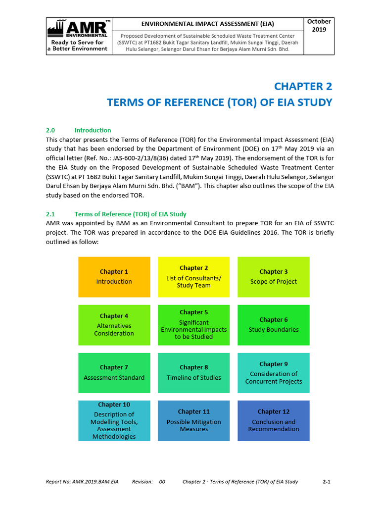 EIA Terms of Reference for SSWTC Project | PDF