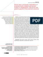 Direct Resin Composite Restoration of Endodontically-Treated Permanent Molars in Adolescents: Bite Force and Patient-Specific Finite Element Analysis