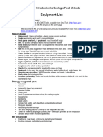 GEOL210 Equipment List 2015