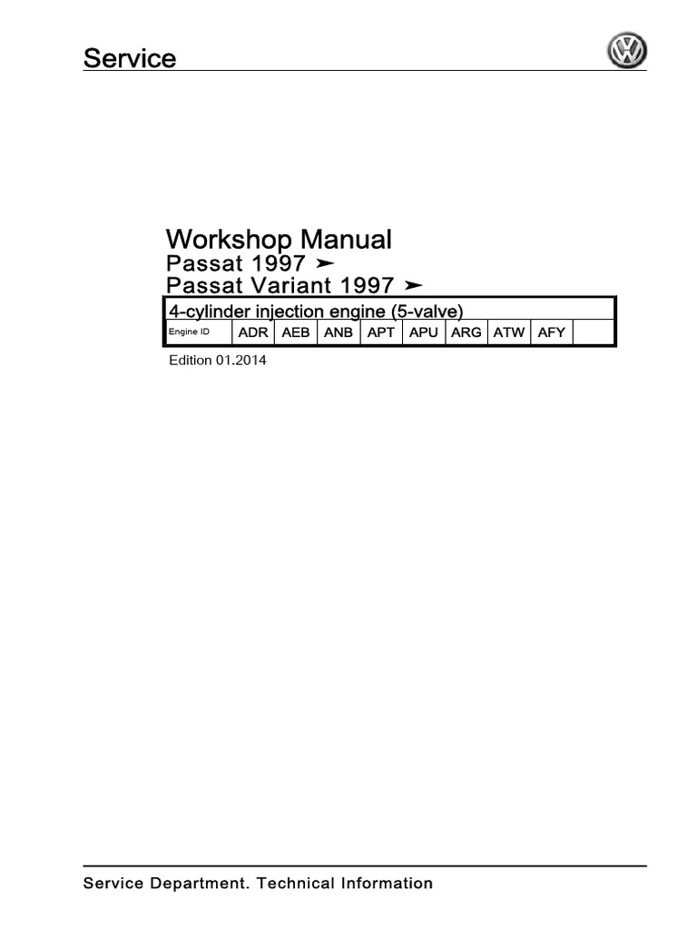 Engine Adr Aeb Anb Apt Apu Arg Atw Afy Repair Manual Eng | PDF ...