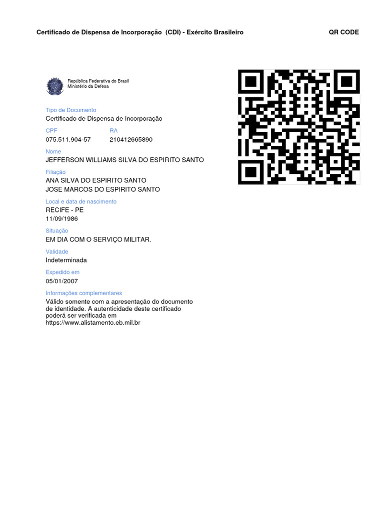 Certificado de Dispensa de Incorporação | PDF