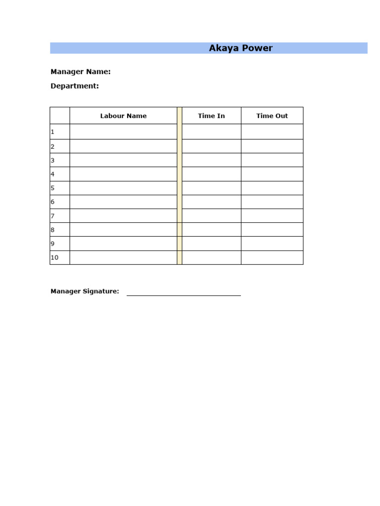 Labour Attendance Register Template | PDF