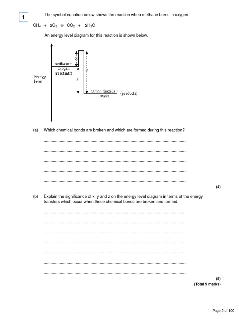 Energy Changes 1 PDF Chemical Reactions Chlorine