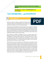 La Corrupción ¿Y Nosotros?: Competencia: Lee Diversos Tipos de Textos Escritos en Su Lengua Materna