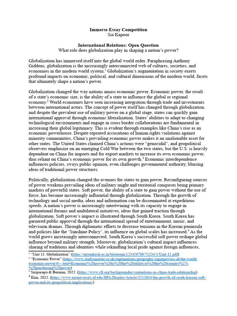 Immerse Essay Competition Topics 2024