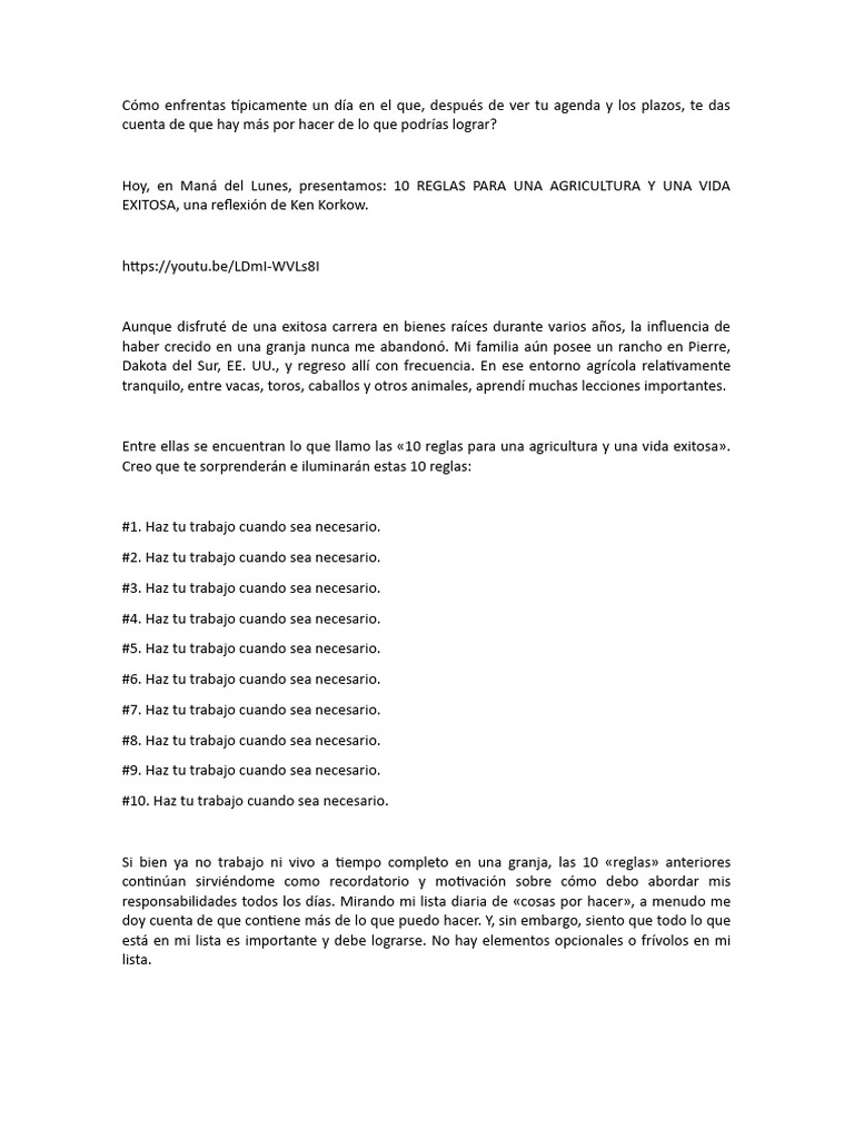 10 Reglas para Una Vida Exitosa | PDF | Oración