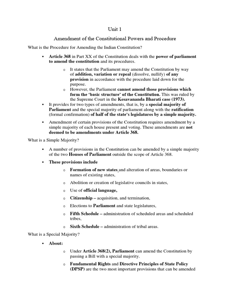Indian Constitution Amendments Guide | PDF