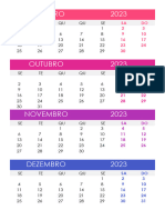 Calendario Setembro Outubro Novembro Dezembro 2023