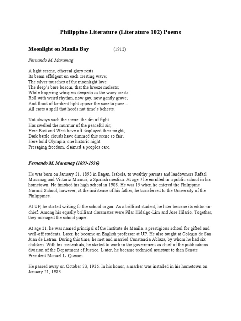 Philippine Poems PDF Poetry