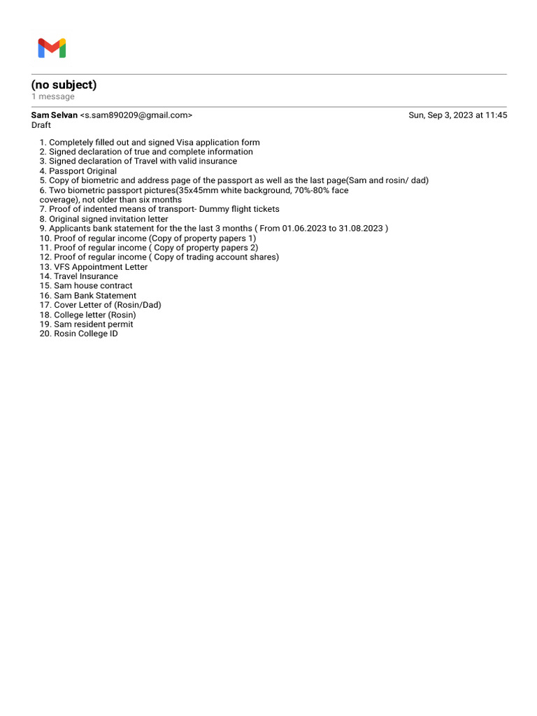 Visa Application Checklist | PDF | Law