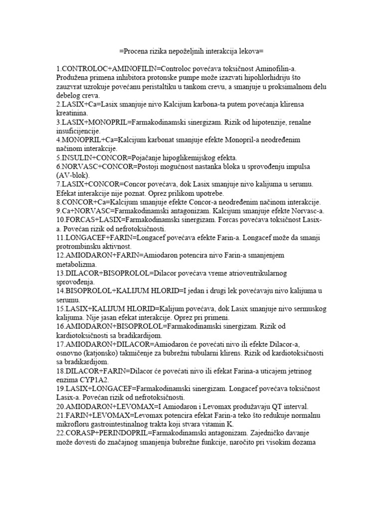 Procena rizika nepоželjnih interakcija lekova | PDF
