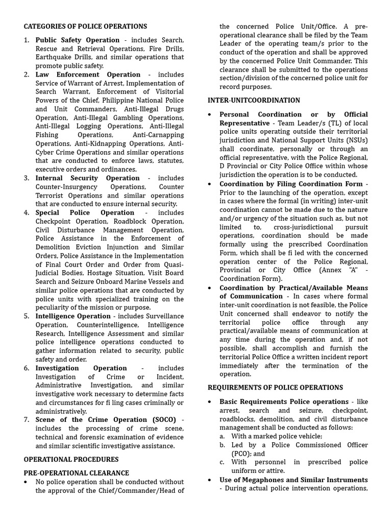Types of Police Operations Explained | PDF | Police | Crimes