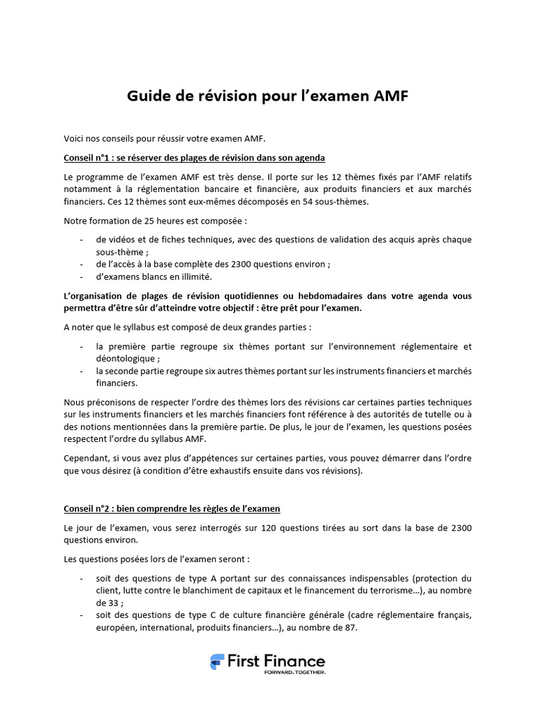Guide de révision pour l'examen AMF | PDF | Banques | Économie
