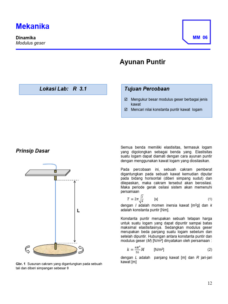 Modulus Puntir dan Ayunan Puntir Kawat | PDF