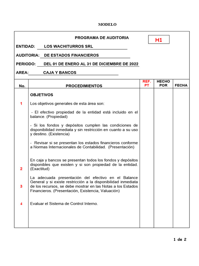 Auditoría de Caja y Bancos 2022 | PDF | Bancos | Auditoría