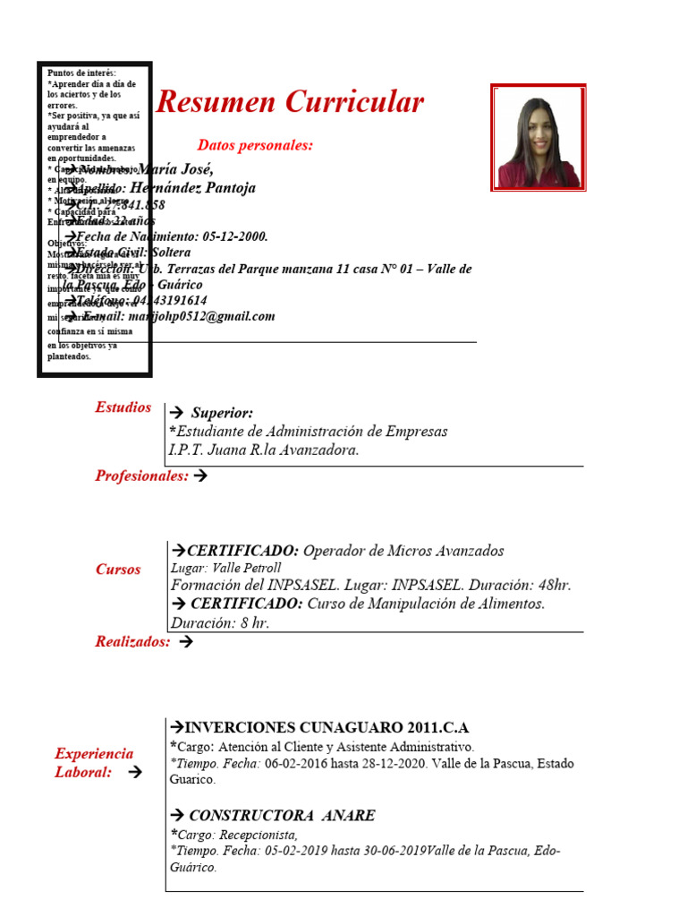 Resumen CurricularMARIA JOSE ACTUALIZADO - 1701465344