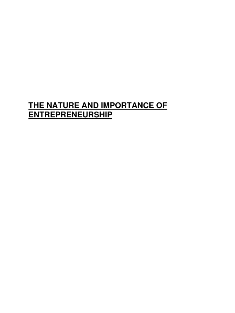 The Nature and Importance of Entrepreneurship | PDF | Stakeholder ...