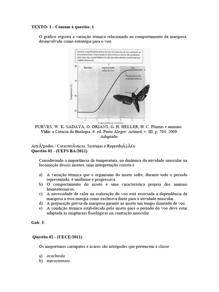 Questões Artrópodes Fácil | PDF | Insetos | Crustáceo
