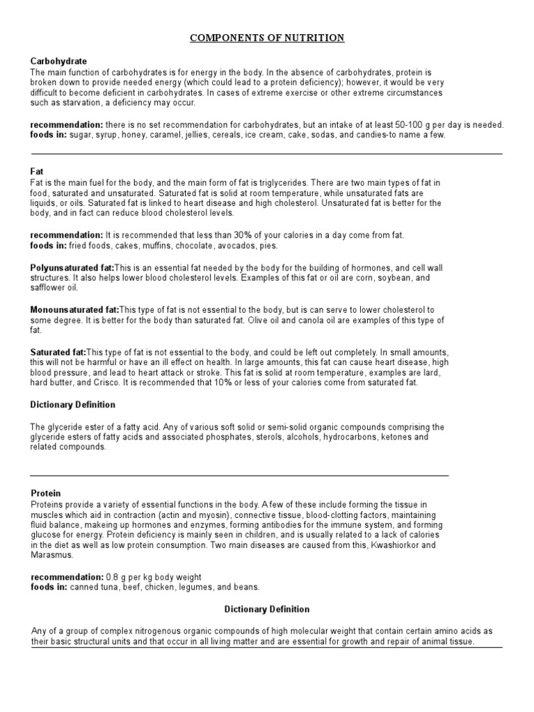 Nutrition Overview | PDF | Fat | Saturated Fat