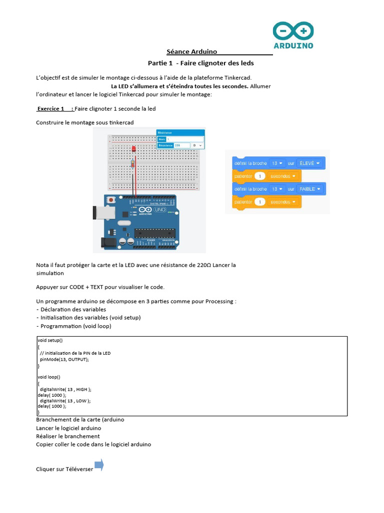 Initiation à Arduino : Clignotement LED et Métronome | PDF | Arduino ...