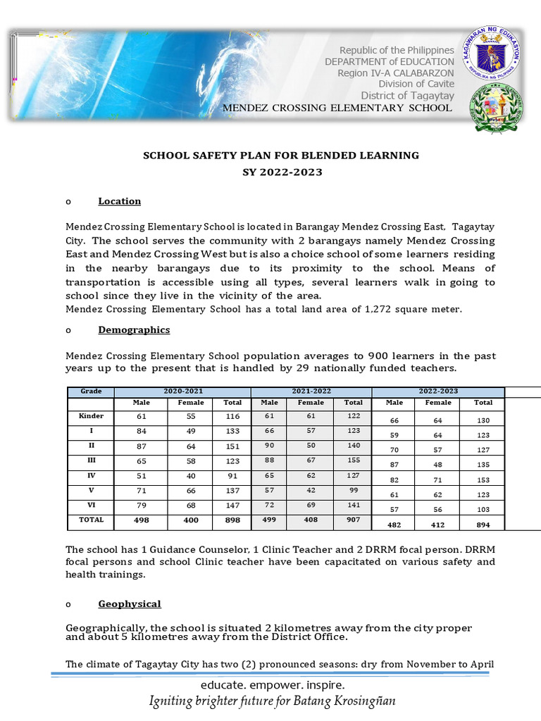 Mces Contingency Plan For Natural And Human Induced Hazards Pdf