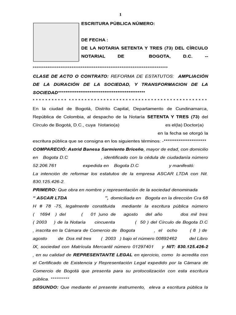Reforma de Estatutos de ASCAR LTDA | PDF | Derecho Civil (Common Law ...