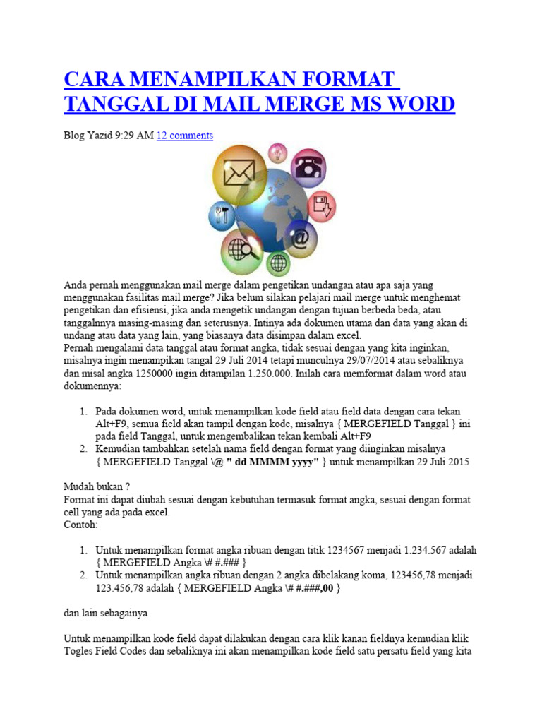 Format Tanggal di Mail Merge Word | PDF