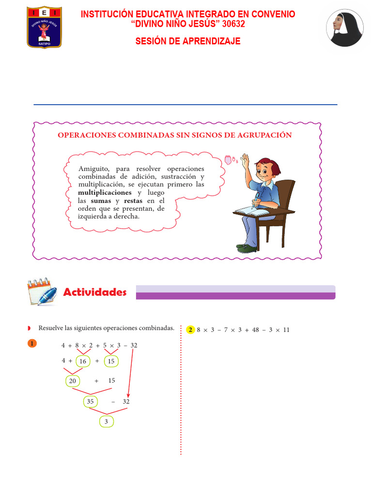Operaciones Combinadas para Tercer Grado | PDF