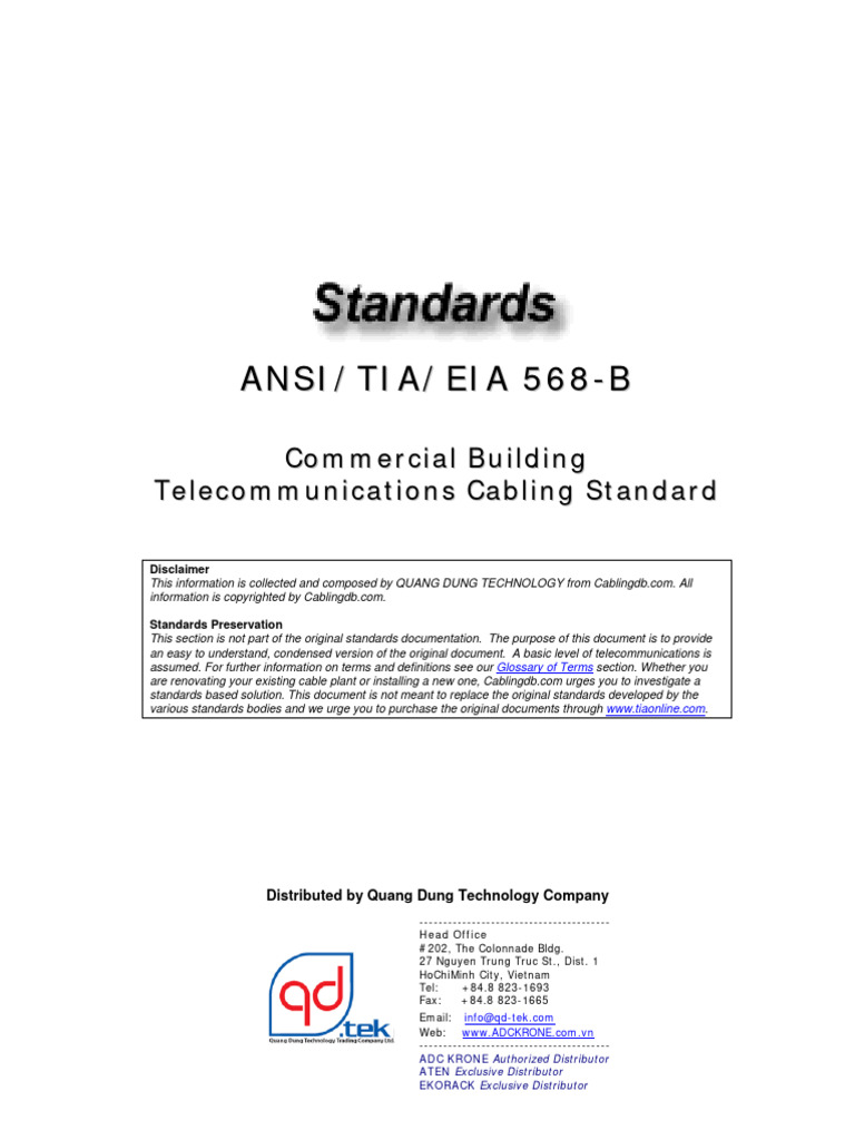 Cabling Standard - ANSI-TIA-EIA 568 B - Commercial Building ...