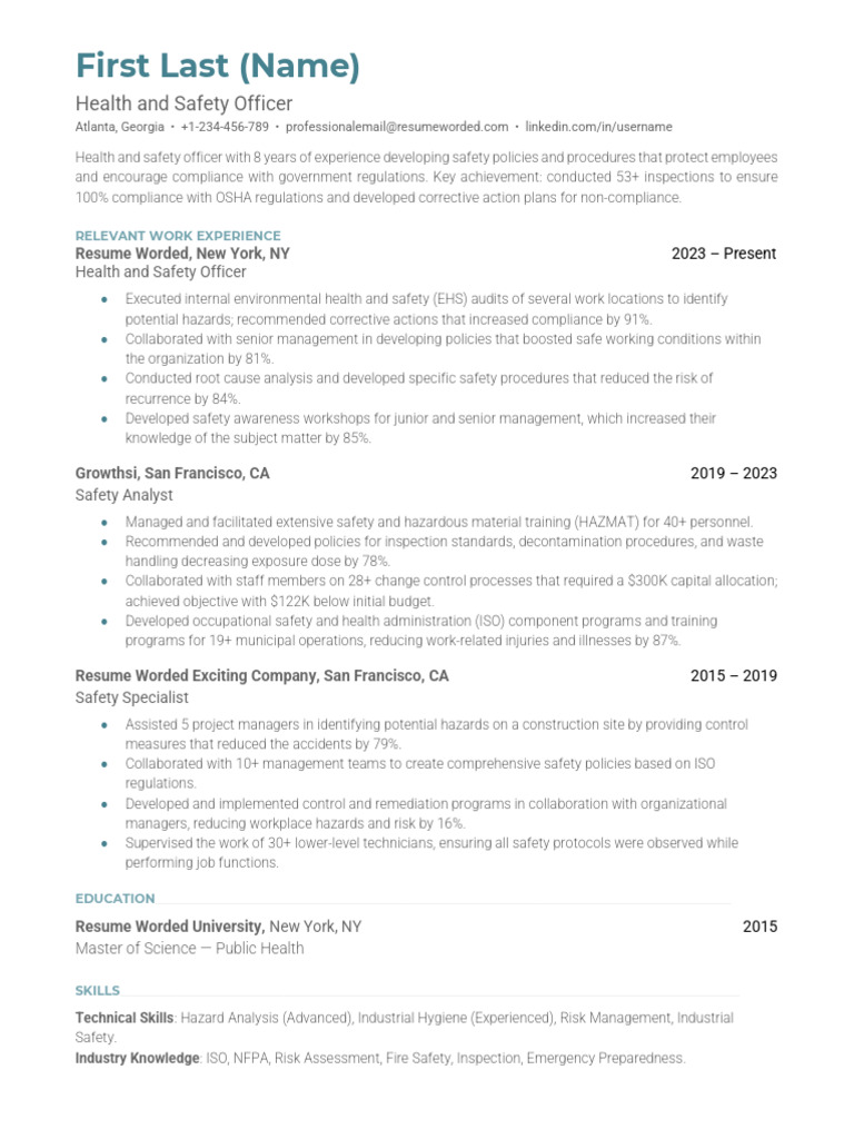 CV Ats Template (Hse) | PDF