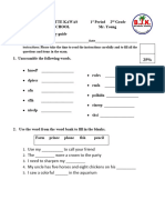 Spelling Study Guide 2nd Grade 1st Period Young