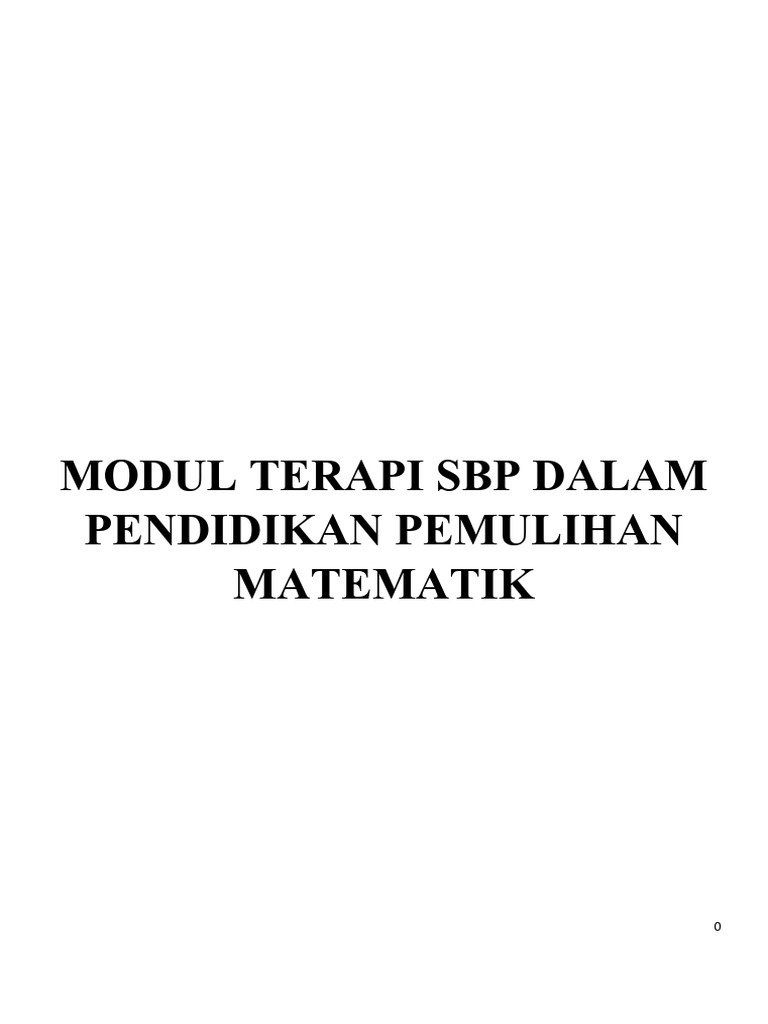 Modul Terapi SBP Dalam Pendidikan Pemulihan Matematik | PDF