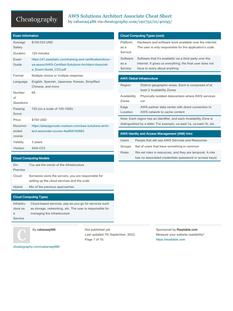 AWS Solutions Architect Associate Cheat Sheet | PDF | Data | Network ...
