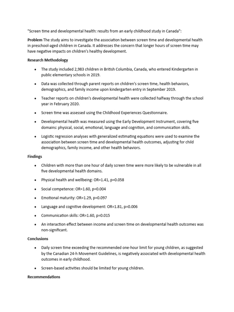 Screen Time and Developmental Health | PDF | Family | Human Life Stages